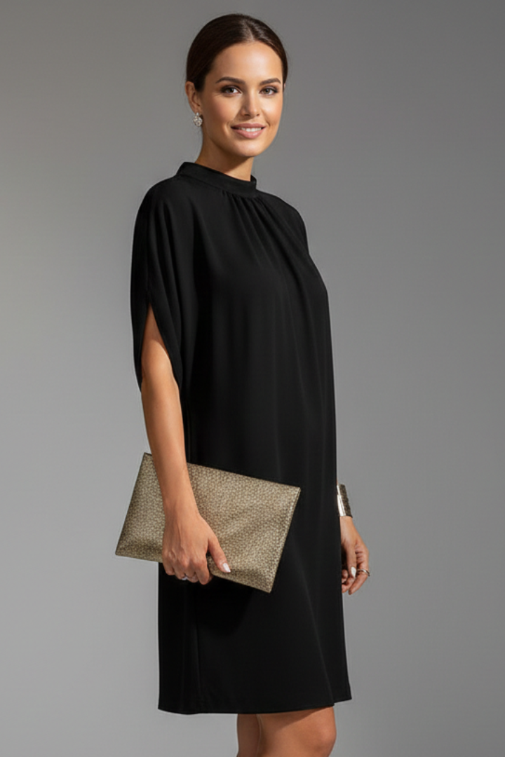 Women’s Mini Dress with Mock Neck and Slit Sleeves