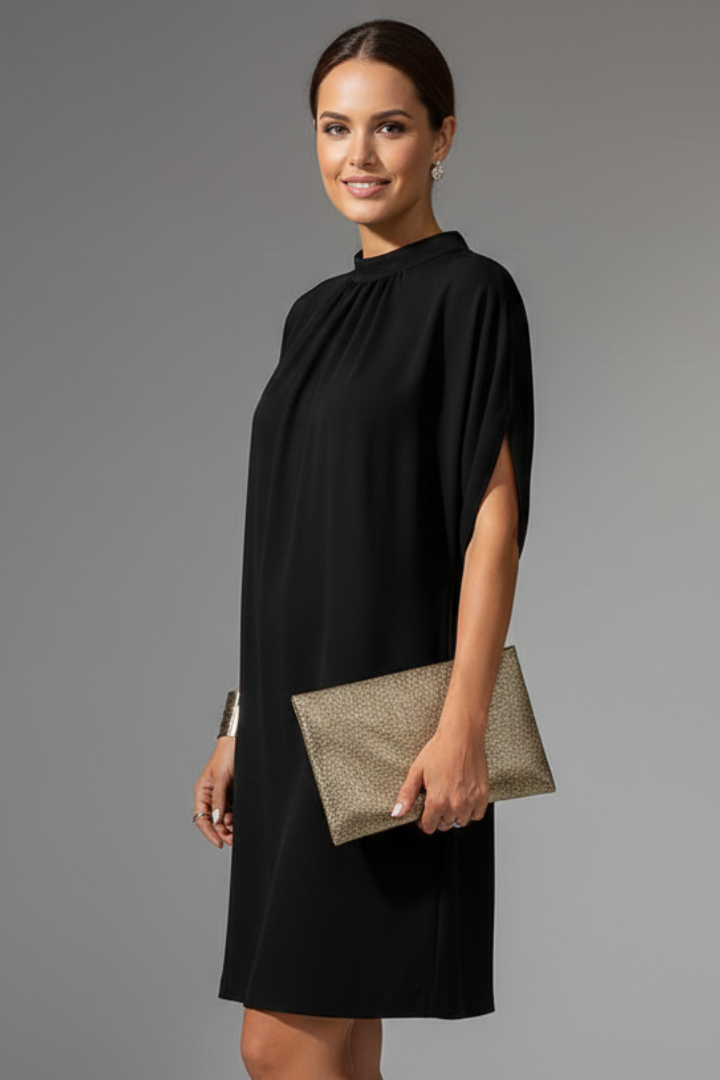Women’s Mini Dress with Mock Neck and Slit Sleeves