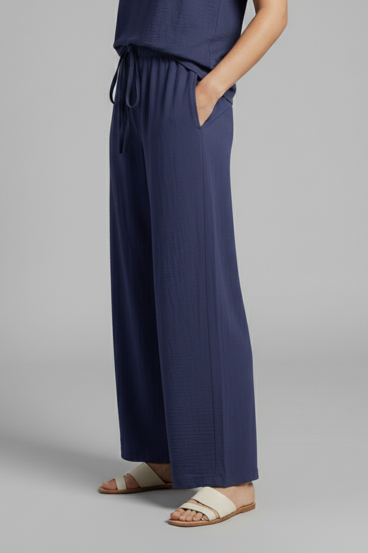 Women’s Palazzo Trousers with Elastic Waist and Drawstring
