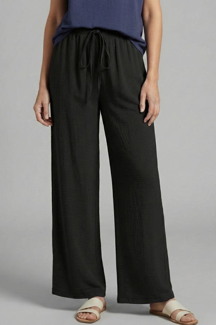 Women’s Palazzo Trousers with Elastic Waist and Drawstring