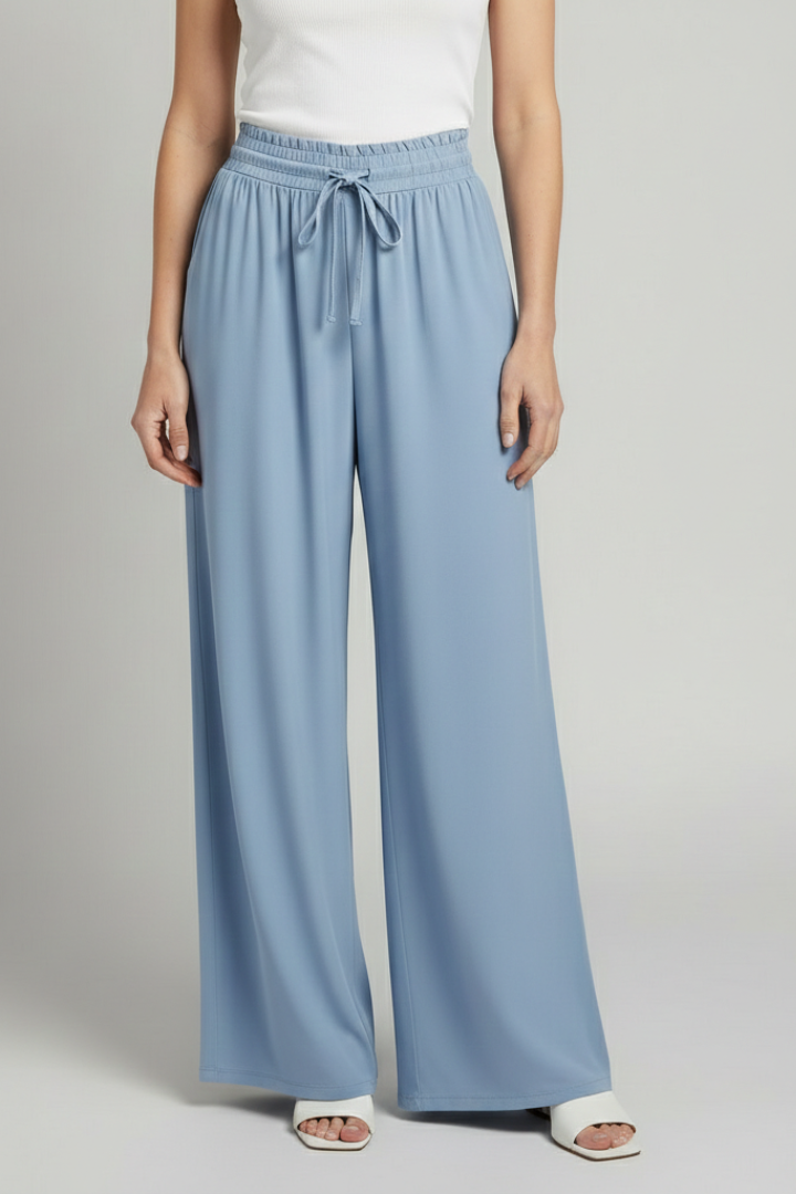 Women’s Palazzo Trousers with Elastic Waist and Side Pockets