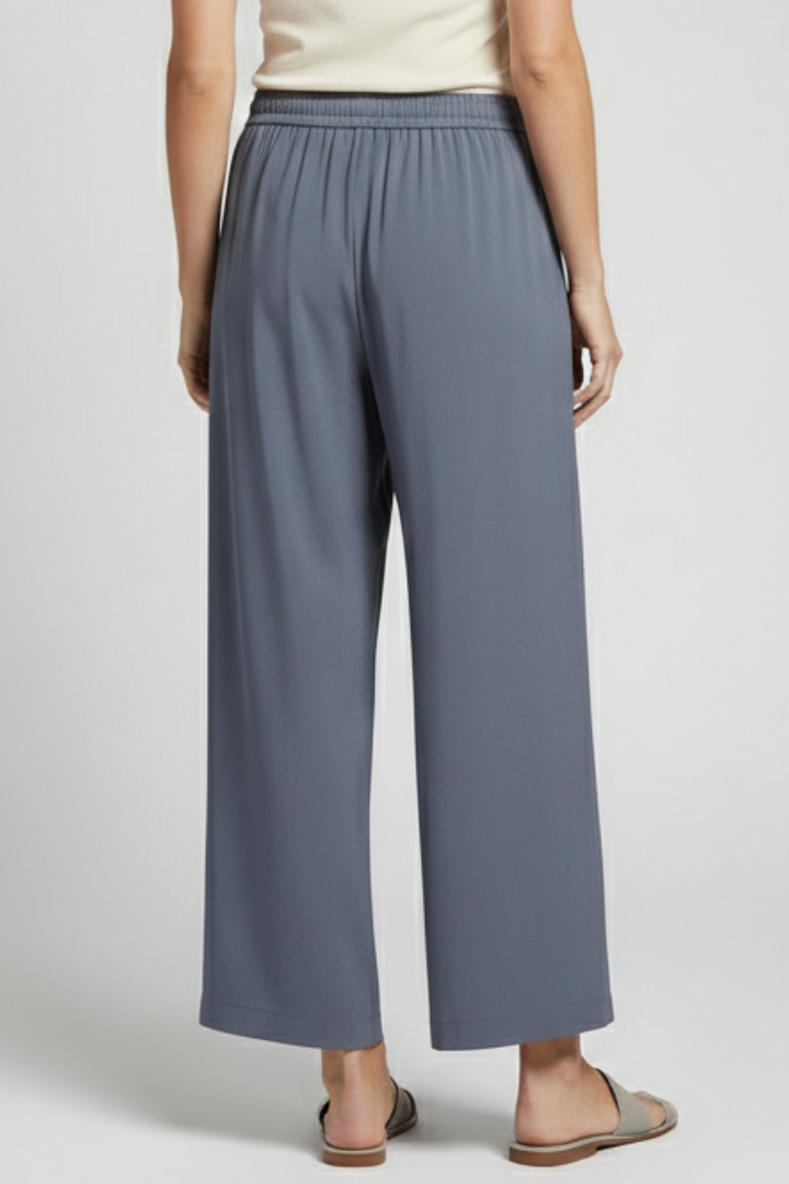 Women’s Palazzo Trousers with Elastic Waist and Wide Legs