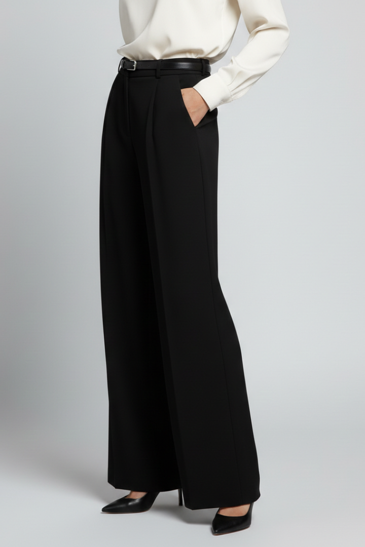Women’s Palazzo Trousers with High Waist and Tie Belt
