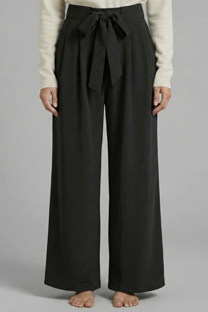 Women’s Palazzo Trousers with Tie Waist and Side Pockets