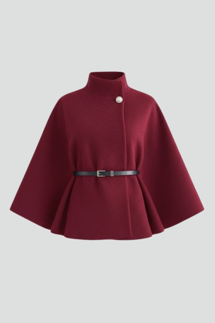 Women’s Short Poncho Coat with Batwing Sleeves