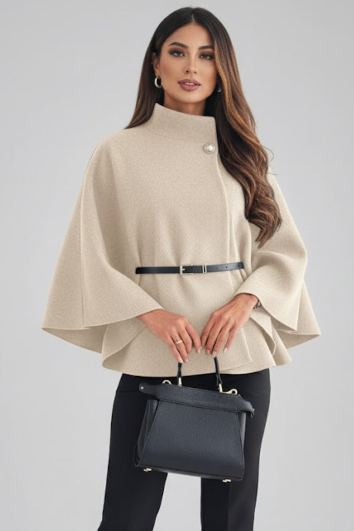 Women’s Short Poncho Coat with Batwing Sleeves