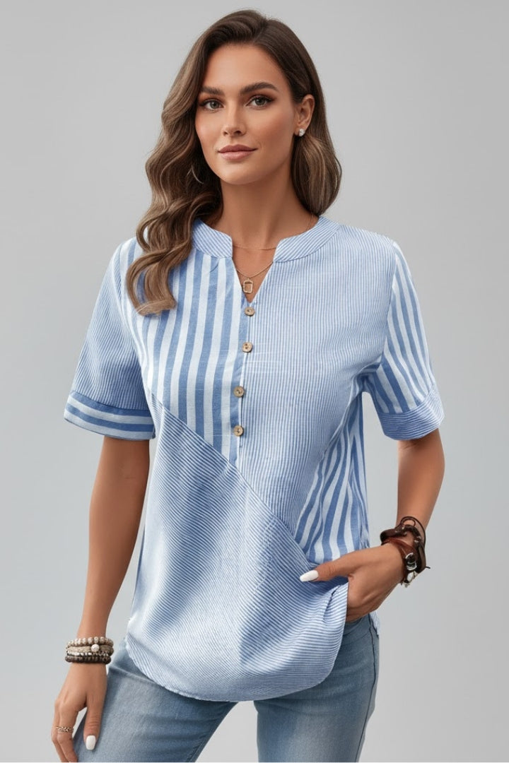 Women’s Short Sleeve Blouse with Button Front