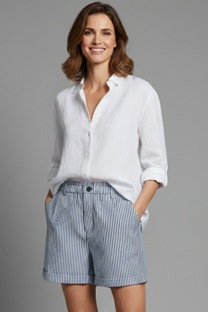 Women’s Shorts with Button Waist and Side Pockets