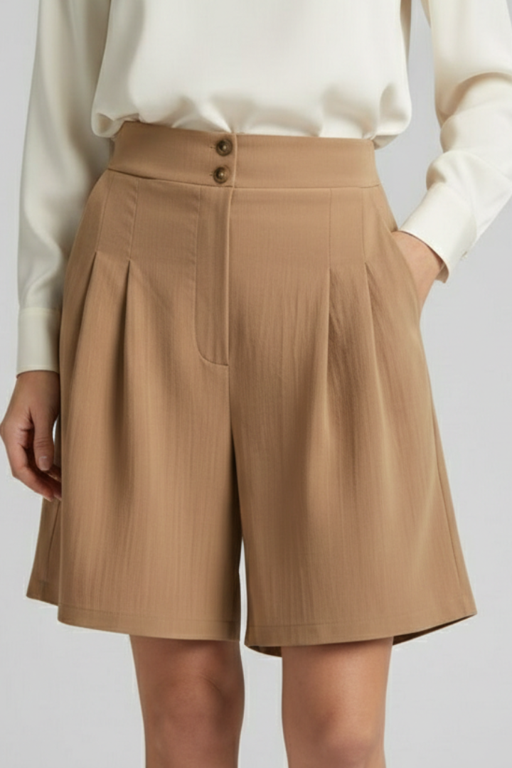 Women’s Shorts with Button Waist and Wide Legs