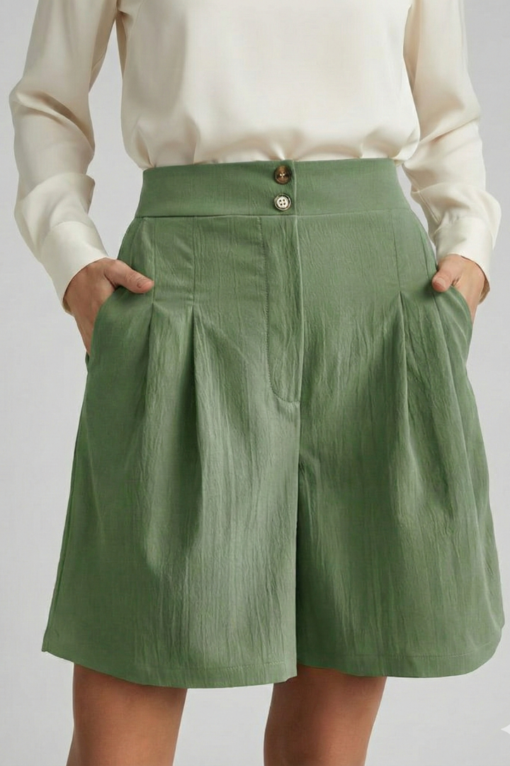 Women’s Shorts with Button Waist and Wide Legs
