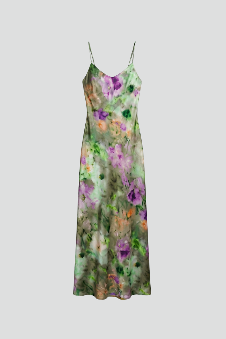 Women's Sleeveless Maxi Dress with Printed Scarf and Halo Pattern