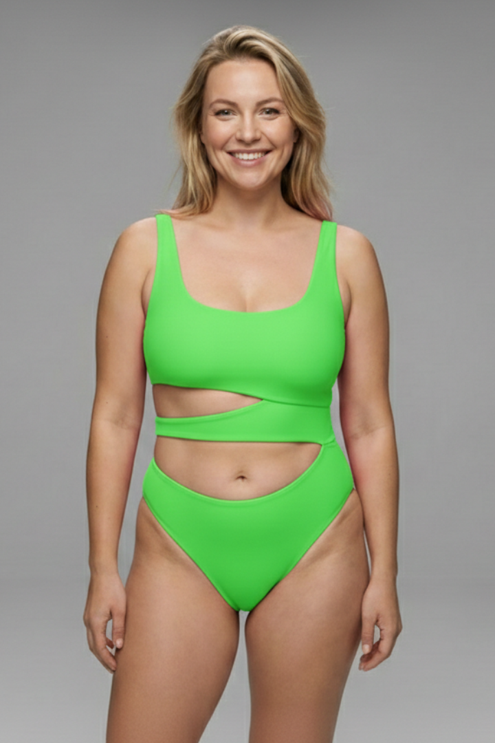 Women’s Swimsuit with Cutout Waist and Spaghetti Straps