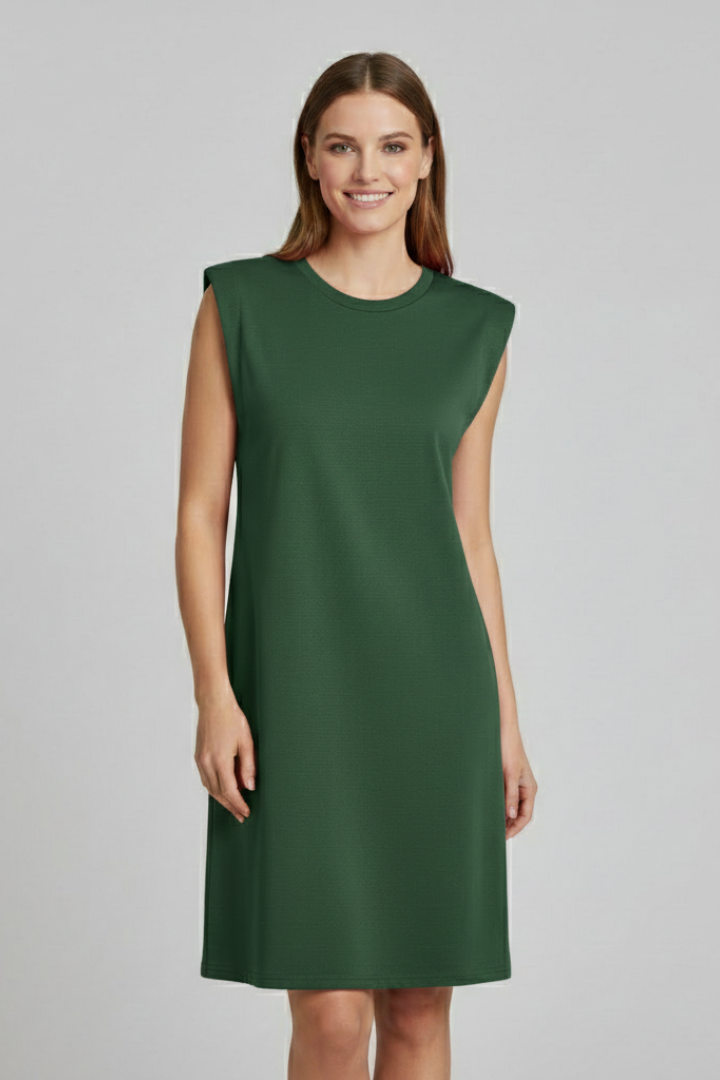 Women’s T-Shirt Dress with Shoulder Pads and Sleeveless Cut