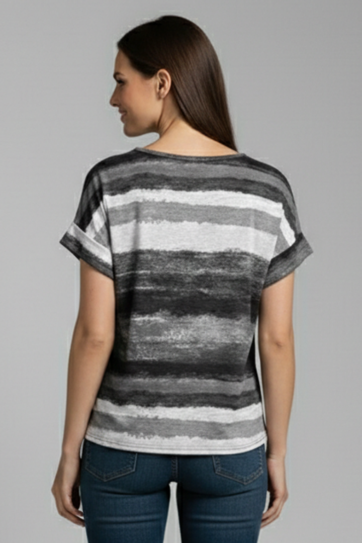 Women’s T-Shirt with Round Neckline and Printed Surface