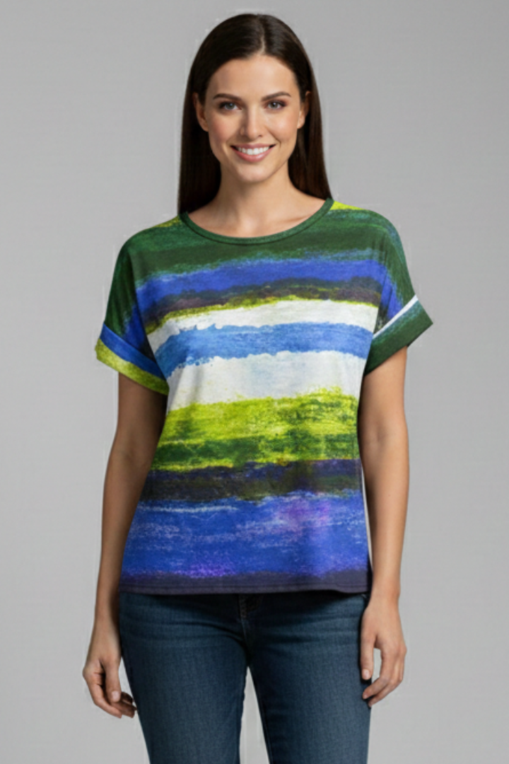 Women’s T-Shirt with Round Neckline and Printed Surface