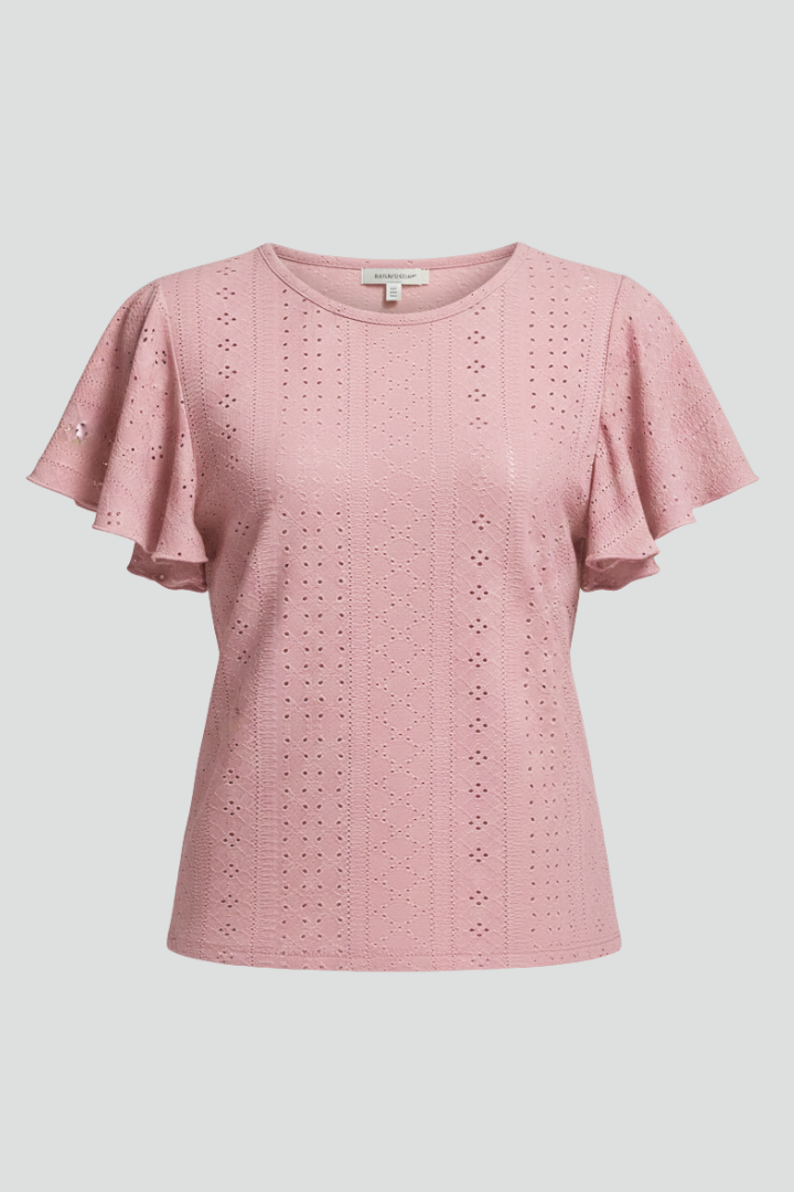 Women’s T-Shirt with Round Neckline and Ruffle Sleeves