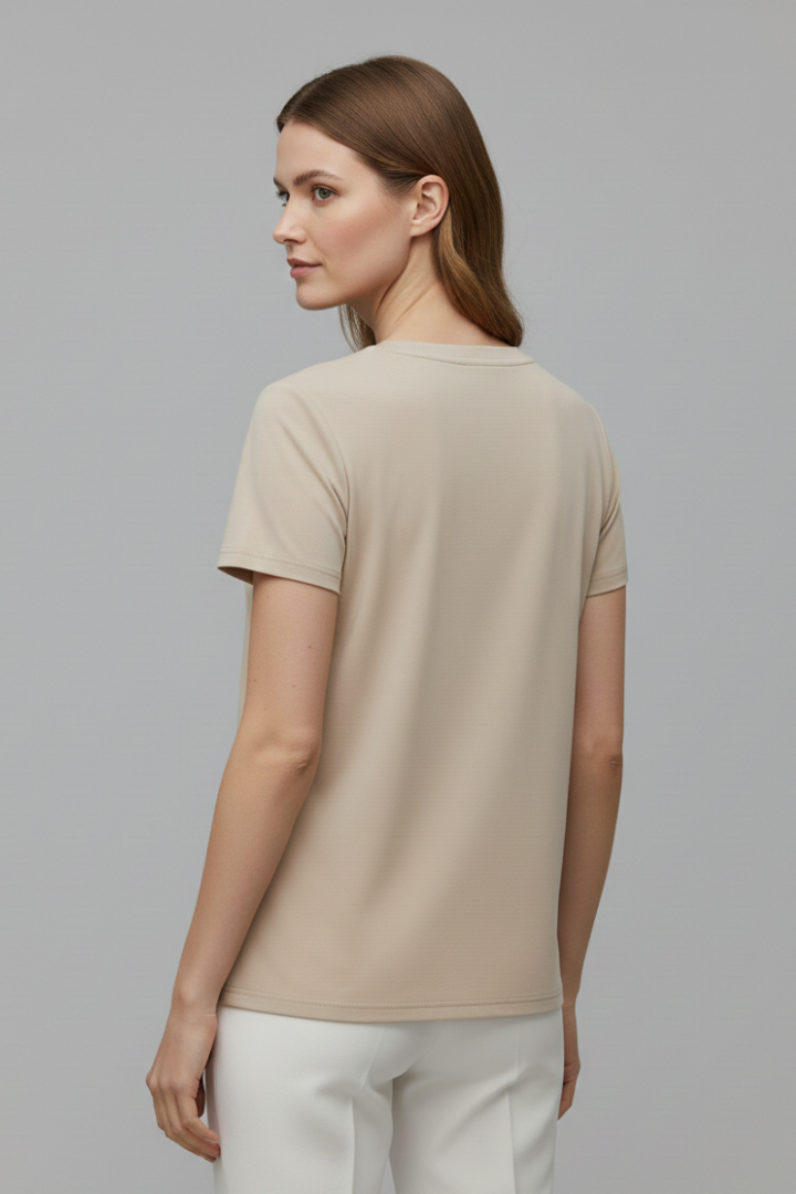 Women’s T-Shirt with V Neckline and Stitch Detail