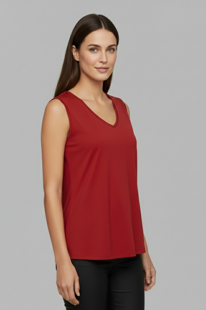 Women’s T-shirt with V Neckline and Sleeveless Cut