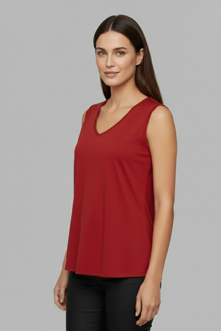 Women’s T-shirt with V Neckline and Sleeveless Cut