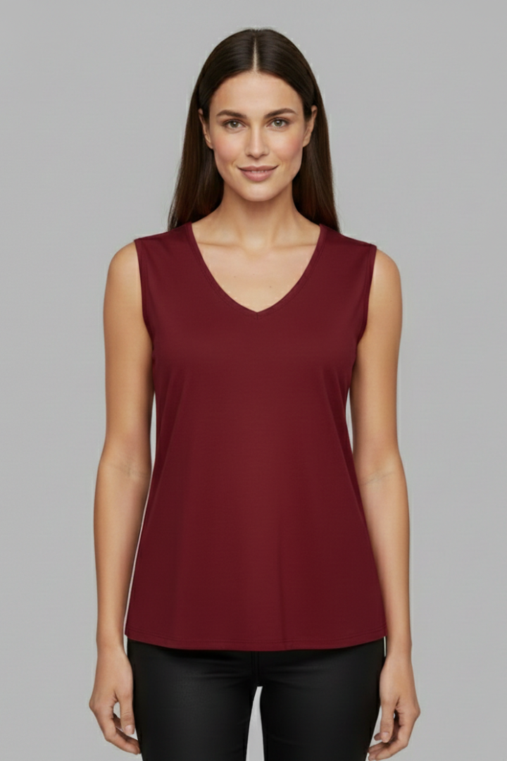 Women’s T-shirt with V Neckline and Sleeveless Cut