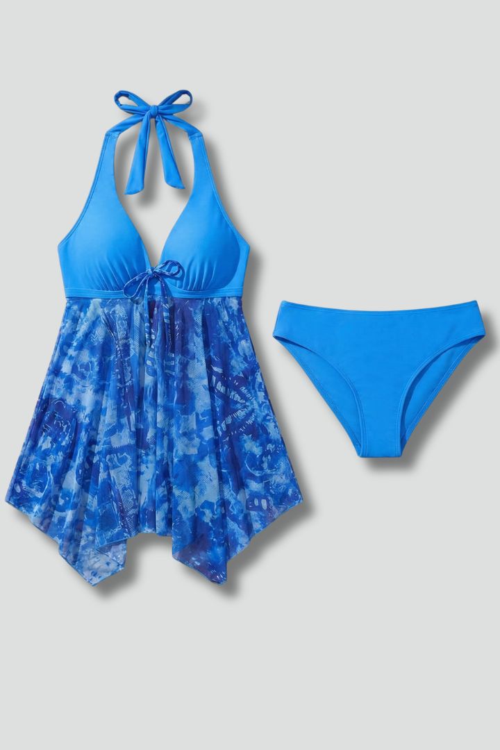 Women’s Tankini Set with Halter Neck and Sarong