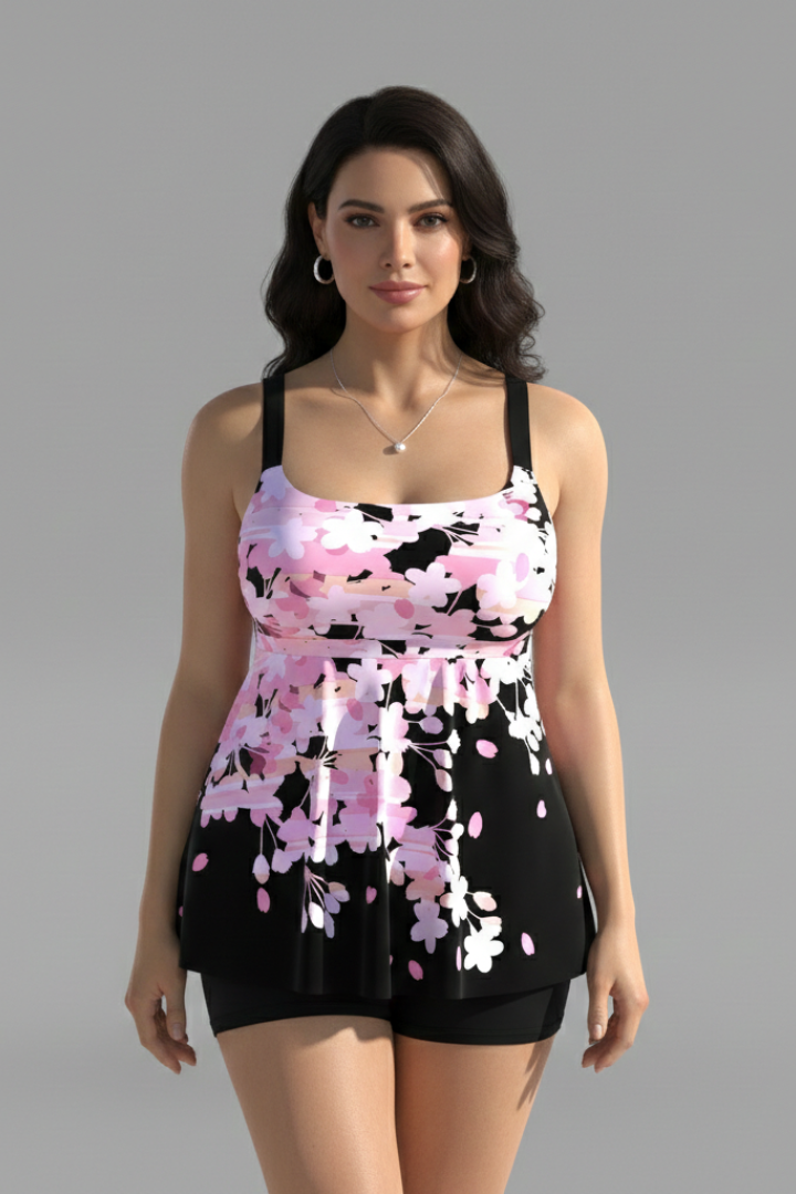 Women’s Tankini Set with Printed Top and Shorts