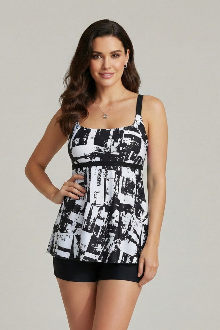 Women’s Tankini Set with Printed Top and Shorts