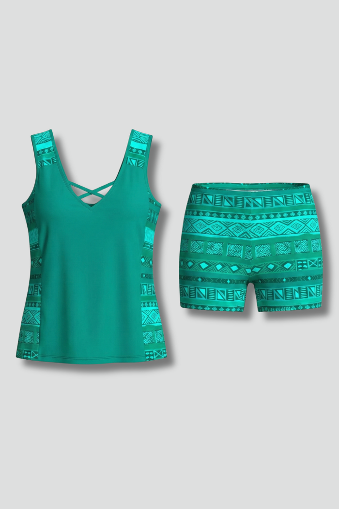 Women’s Tankini Set with V-Neck and Shorts