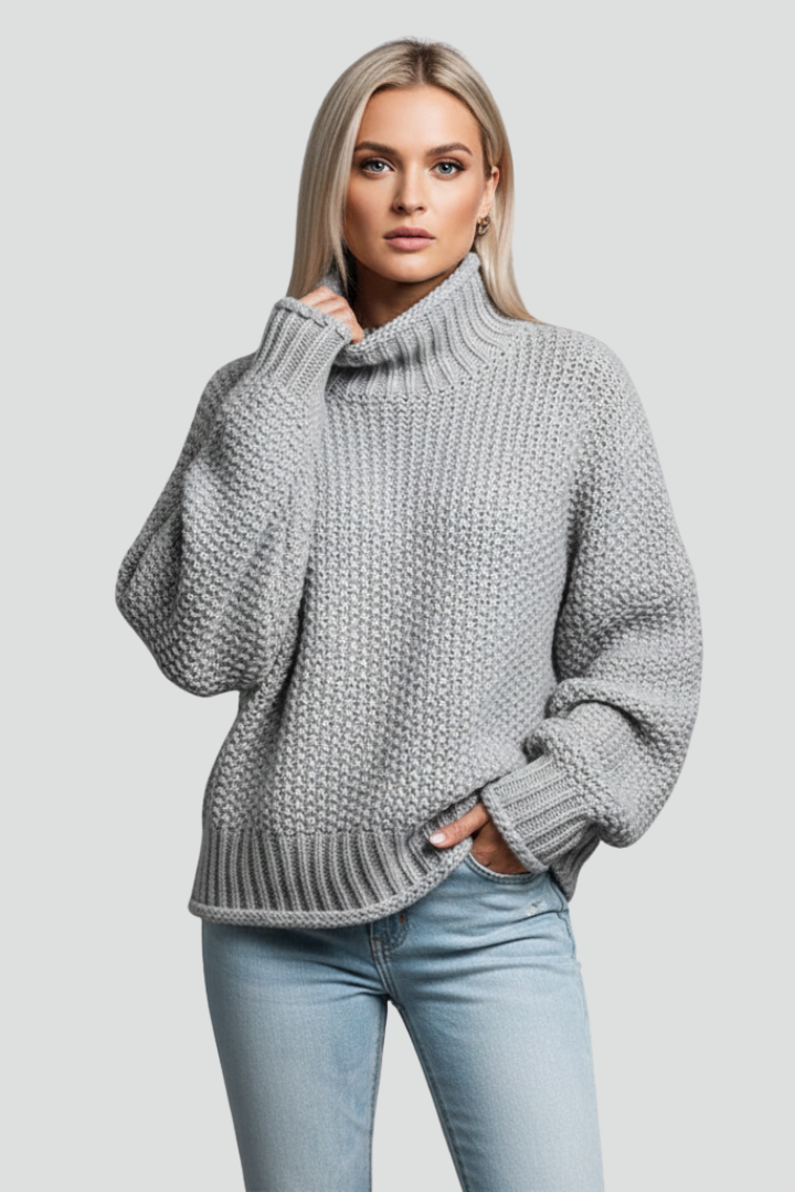 Women’s Textured Turtleneck Jumper with Long Sleeves