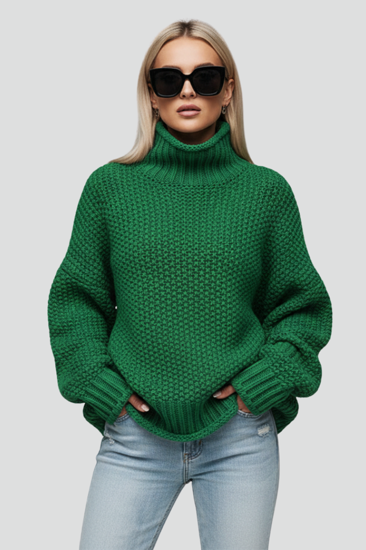 Women’s Textured Turtleneck Jumper with Long Sleeves