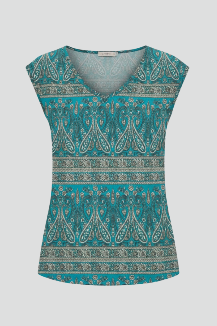 Women’s Top with V-Neckline and Cap Sleeves