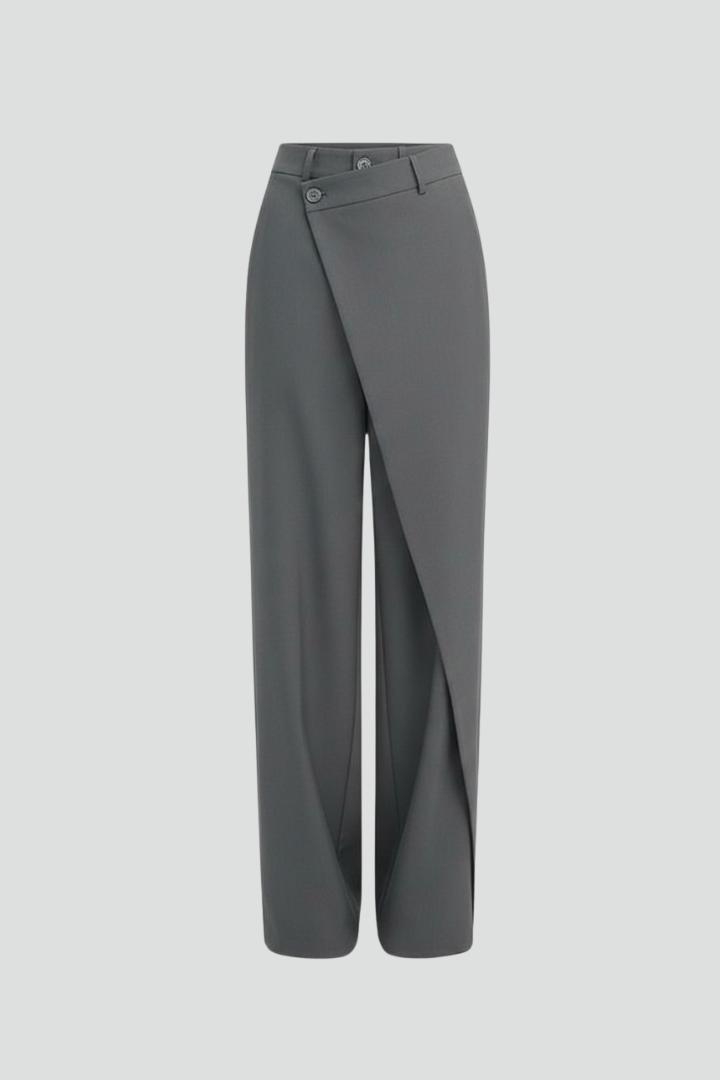 Women’s Trousers with Asymmetric Front and Straight Legs