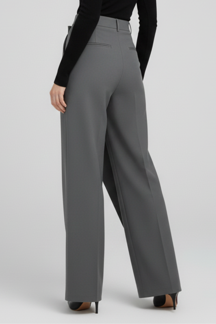 Women’s Trousers with Asymmetric Front and Straight Legs