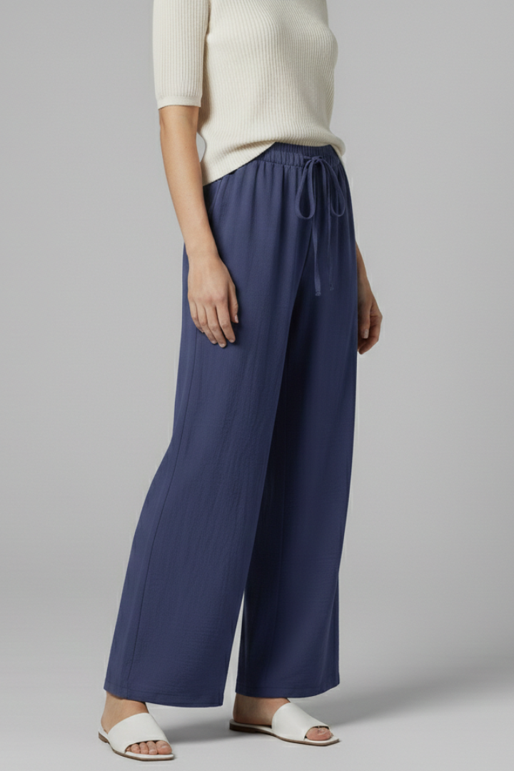 Women’s Trousers with Drawstring Waist and Wide Legs