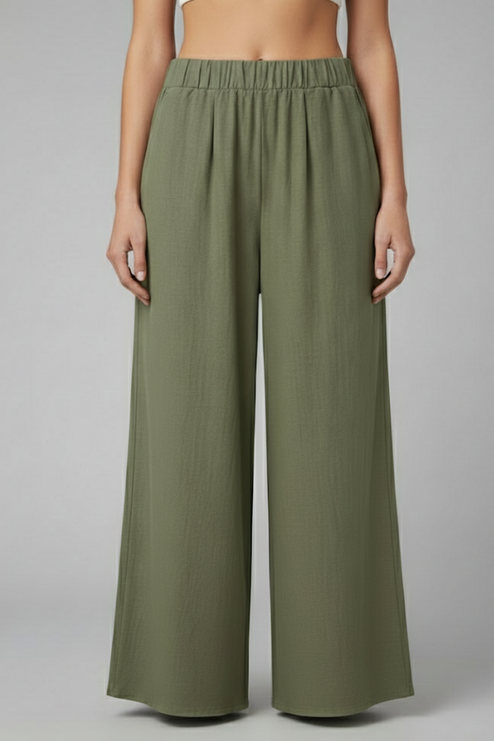Women’s Trousers with Elastic Waist and Side Pockets