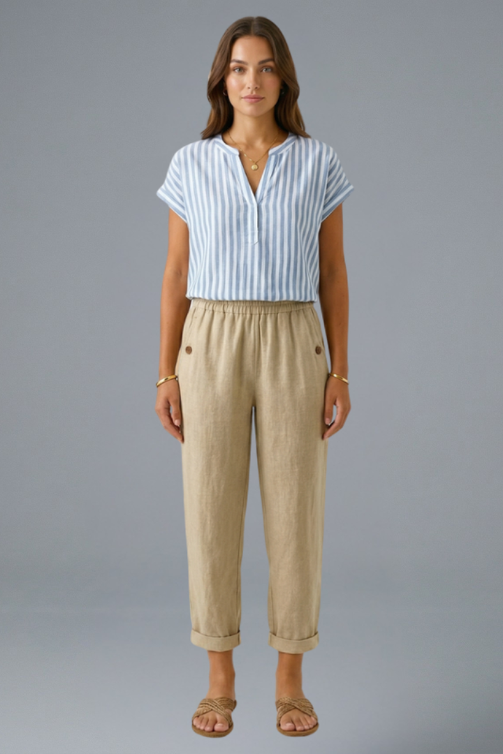 Women’s Trousers with Elastic Waistband and Side Pockets