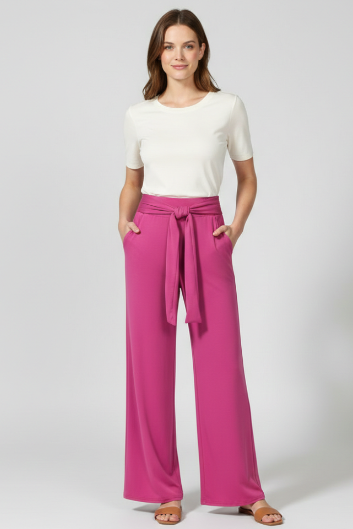 Women’s Trousers with Tie Waist and Wide Legs
