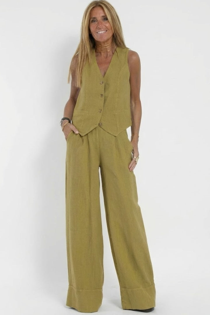 Women’s Two Piece Outfit  V Neck Waistcoat