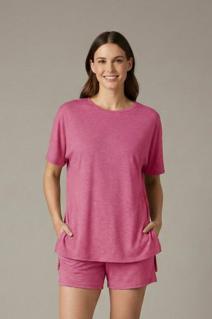 Women’s Two Piece Set with Round Neckline and Elasticated Waistband