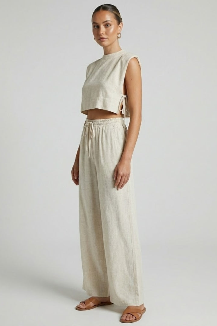 Women’s Two Piece Set with Sleeveless Top and Wide Leg Pants