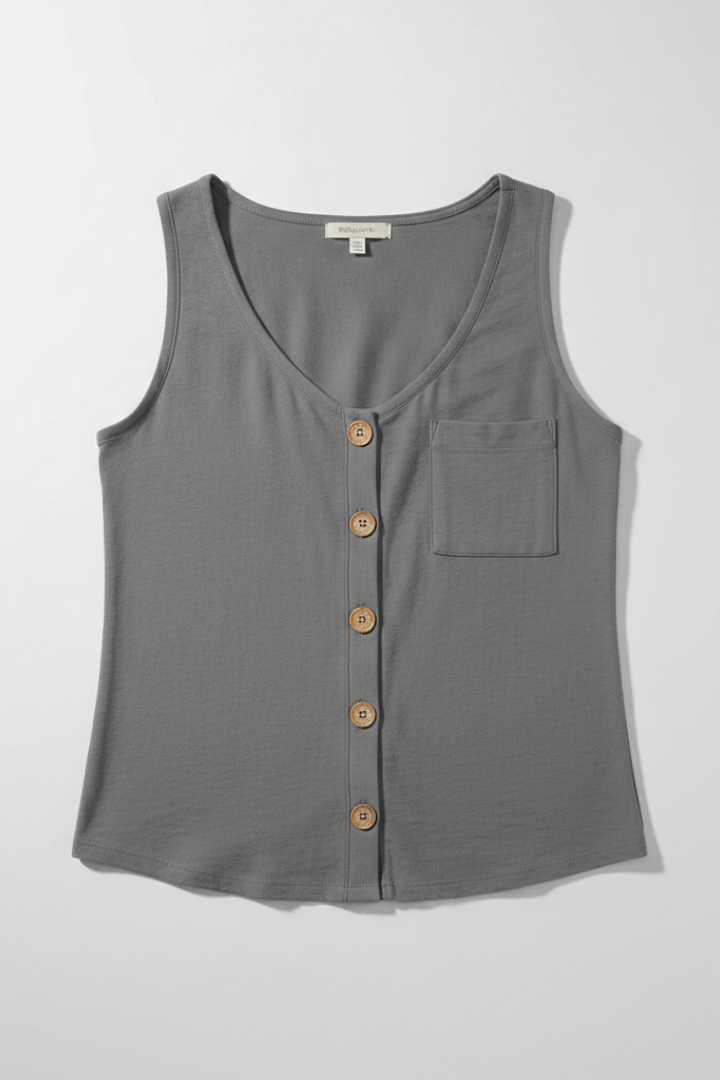 Women’s Vest Top with Button Front and Sleeveless Cut