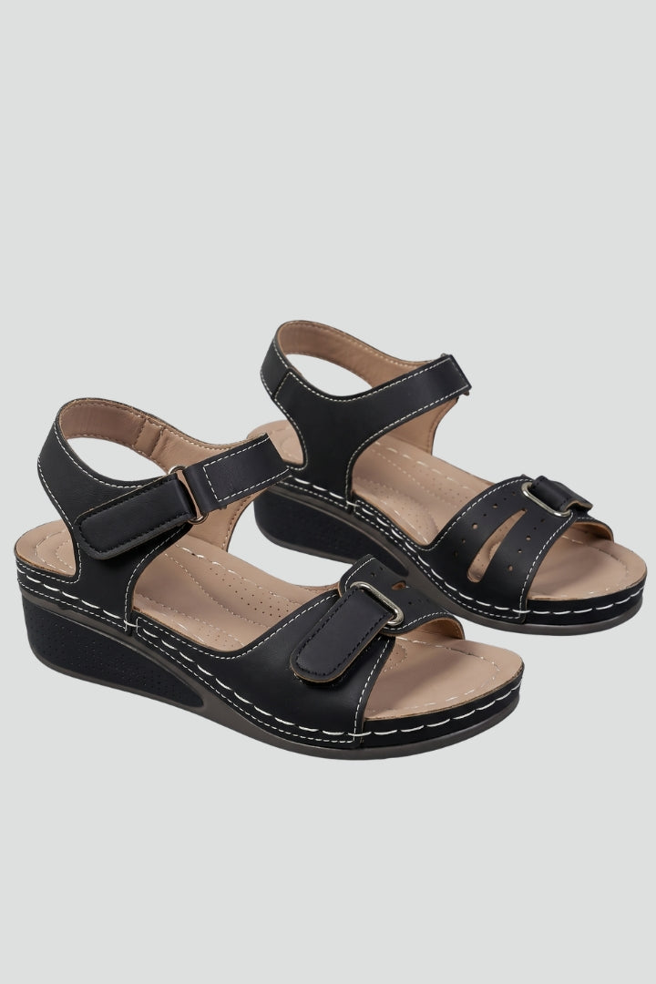 Women's Wedge Sandals with Cushioned Insole and Adjustable Strap