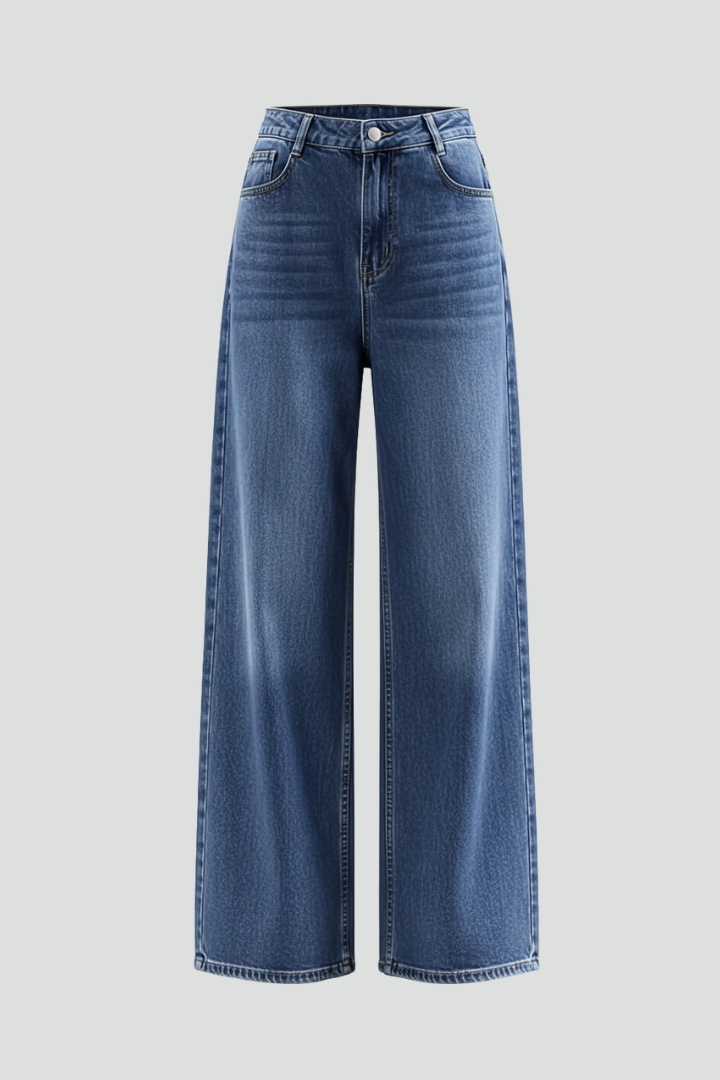 Women’s Wide-Leg Jeans with Belt Loops and Pockets