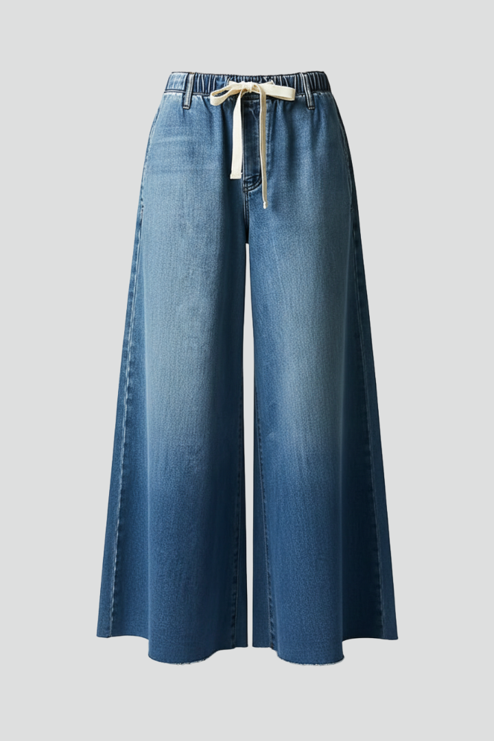 Women’s Wide-Leg Trousers with Drawstring Waist and Pockets