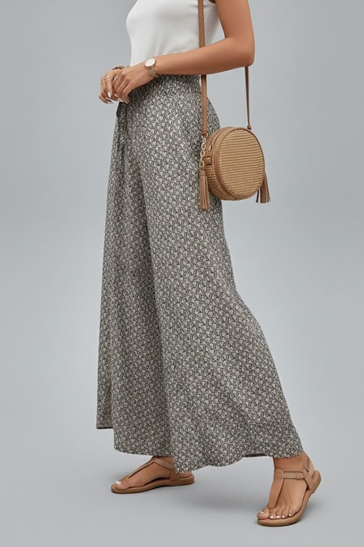 Women’s Wide Leg Pants with Printed Surface