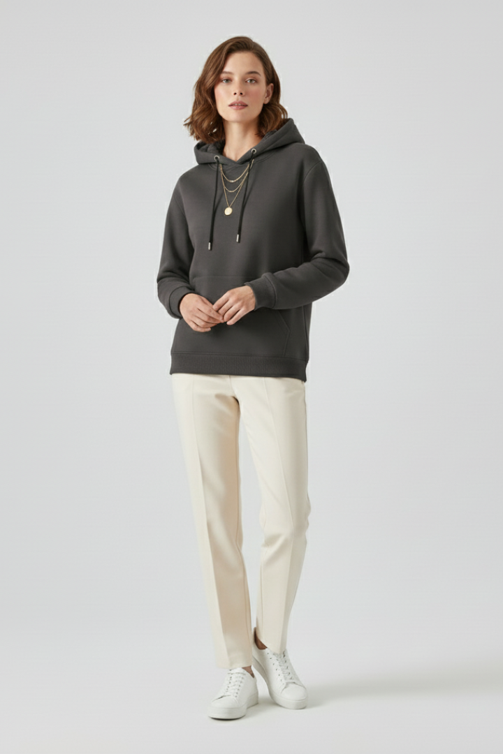 Women’s sweaters hoodie with sherpa lining and ribbed cuffs