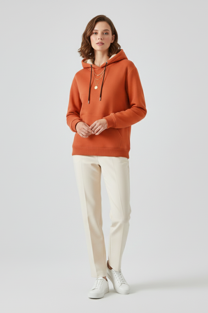 Women’s sweaters hoodie with sherpa lining and ribbed cuffs