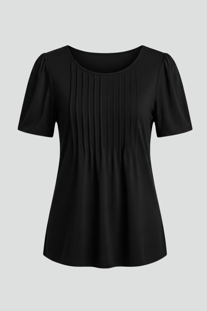Women’s round neck T-shirt with short puff sleeves