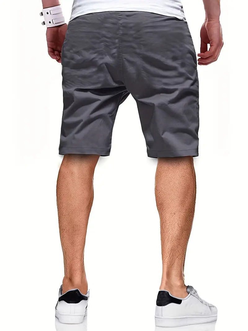 Leather-Patch Cotton Drawstring Shorts