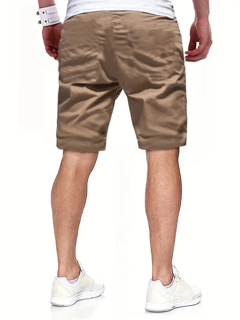 Leather-Patch Cotton Drawstring Shorts